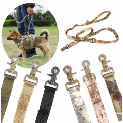 Dog Leash Nylon Bungee Elastic 2 Handles Dogs Lead Rope Army Tactical Pet Leashes Belt For Walking Jogging Military Dog Training